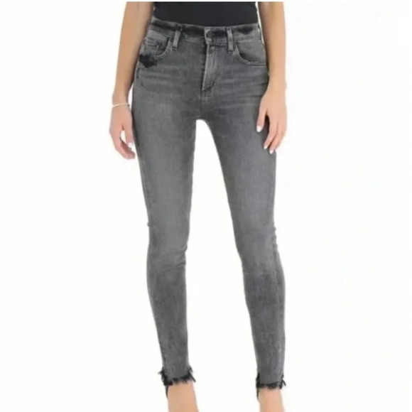 Agolde Sophie High Rise Amplify Black Wash Distressed Jeans Size 26 - Picture 2 of 8